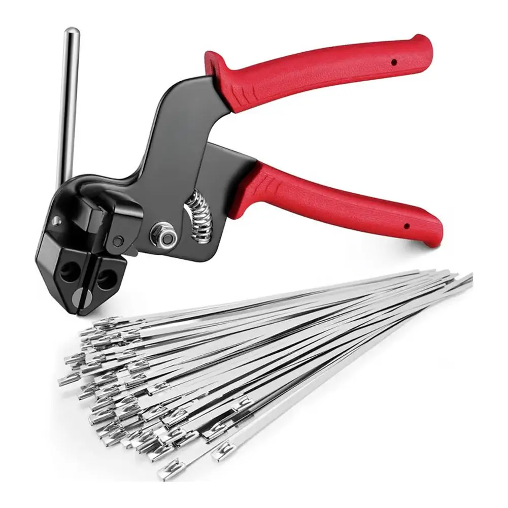 Cable Ties Plier Fastening Strap Cutting Tool Cutter Tension Automatic Zip Gun 304 Stainless Steel Locking Tie Hand Wrap Tool view 6