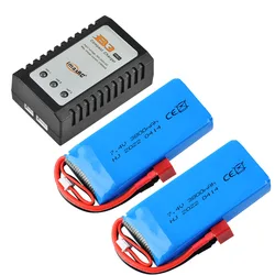 7.4V 3800mAh Lipo Battery T Plug with charger for Wltoys 144001 144010 124017 124018 124019 12428 R/C toys car parts 2S
