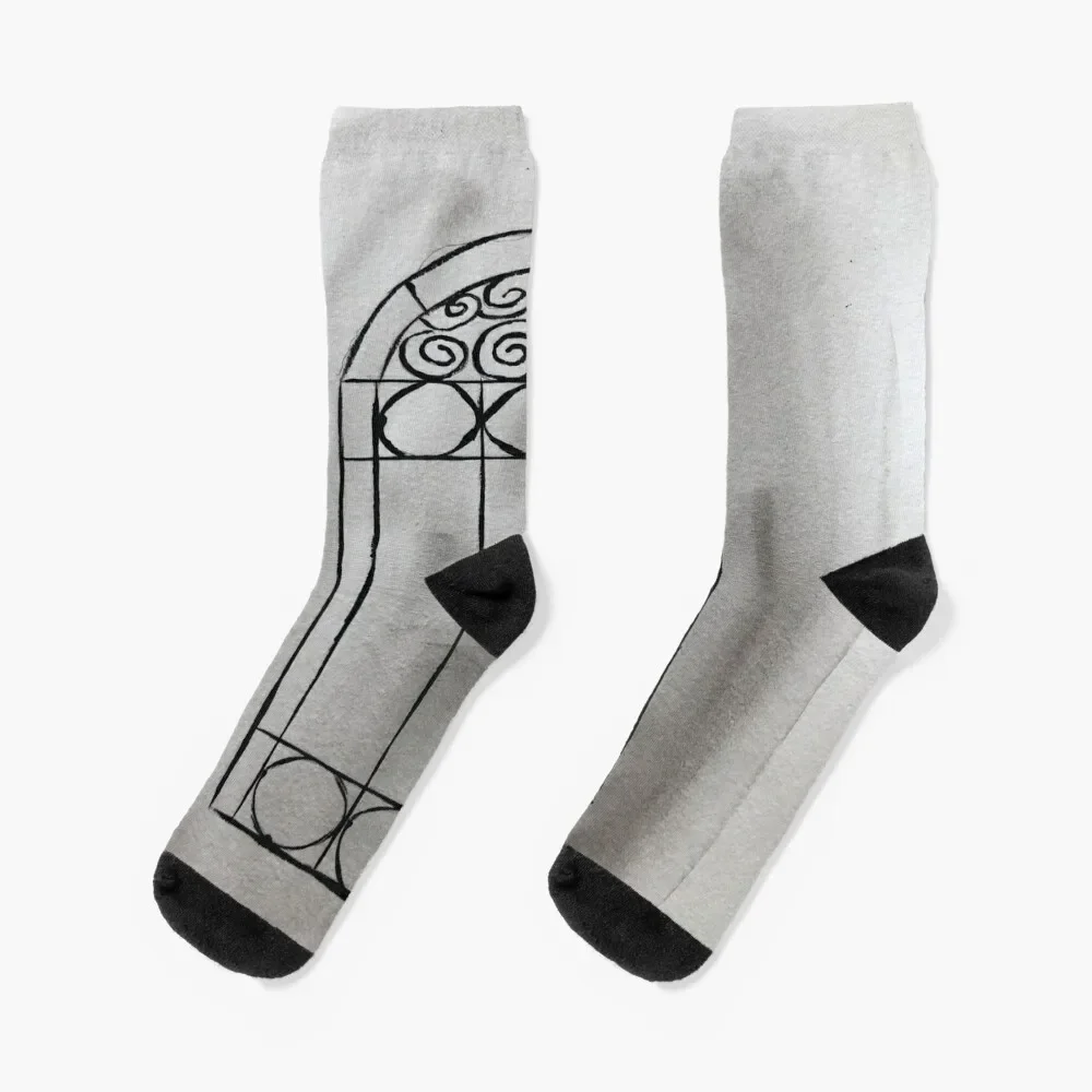 

Charleston Iron Gate Grey Watercolor and Sketch Socks moving stockings new year retro Socks Woman Men's