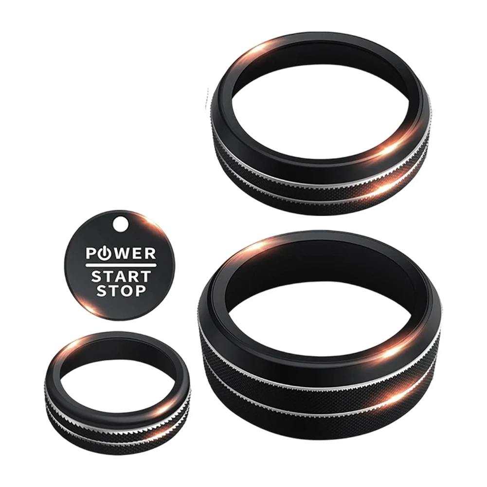 Black Aluminum Alloy Volume Gear Shift Headlight Start Button Cover Kit for Ford For Mach E 2021 2022 2023 2024