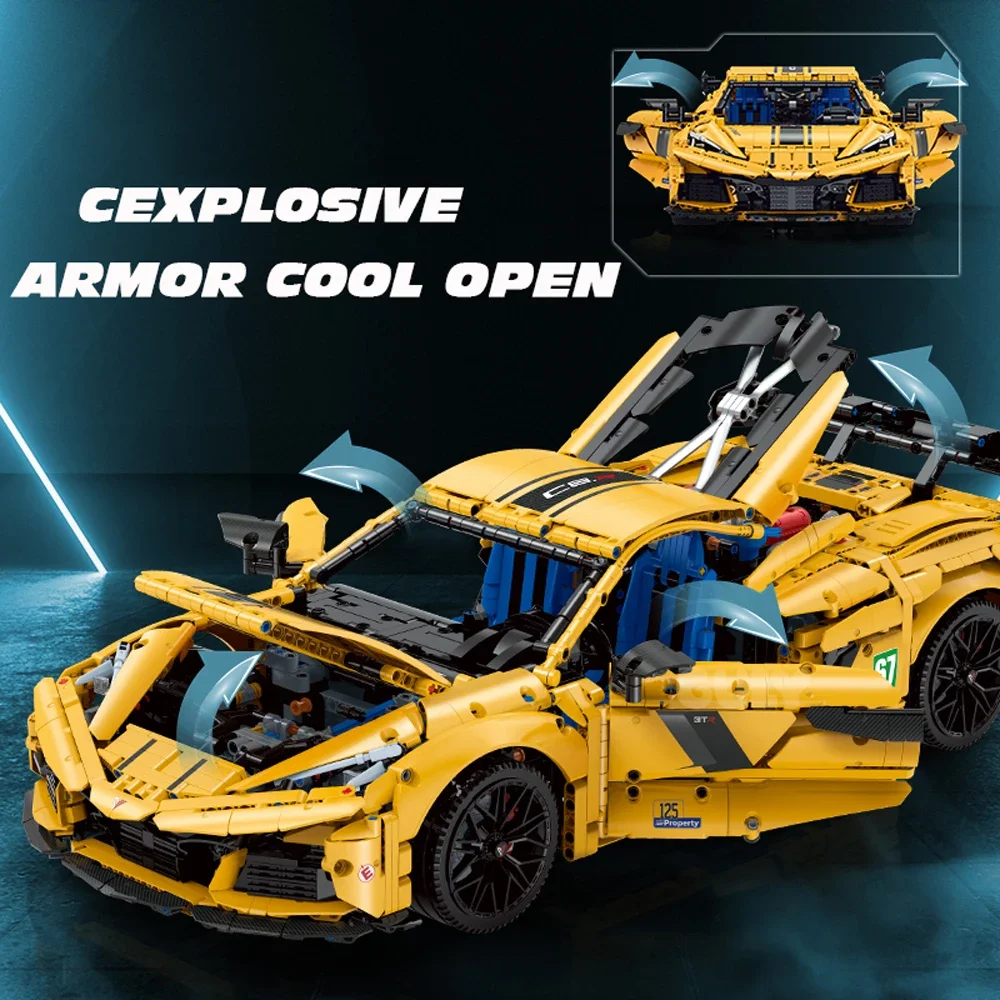 1:8 Skala Model Samochodu Sportowego KERVTTE C8 Z06 Klocki konstrukcyjne Prędkość Klocki techniczne RC Samochód Dekoracja biurka Zabawka dla dzieci Na prezent