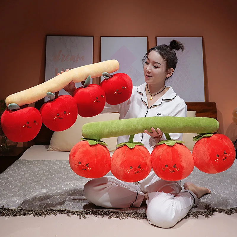 

Creative Fruit Plush Pillow Long Strip Tomato Strawberry Apple Plush Toy Soft Stuffed Doll Kids Sleeping Leg Support Pillow