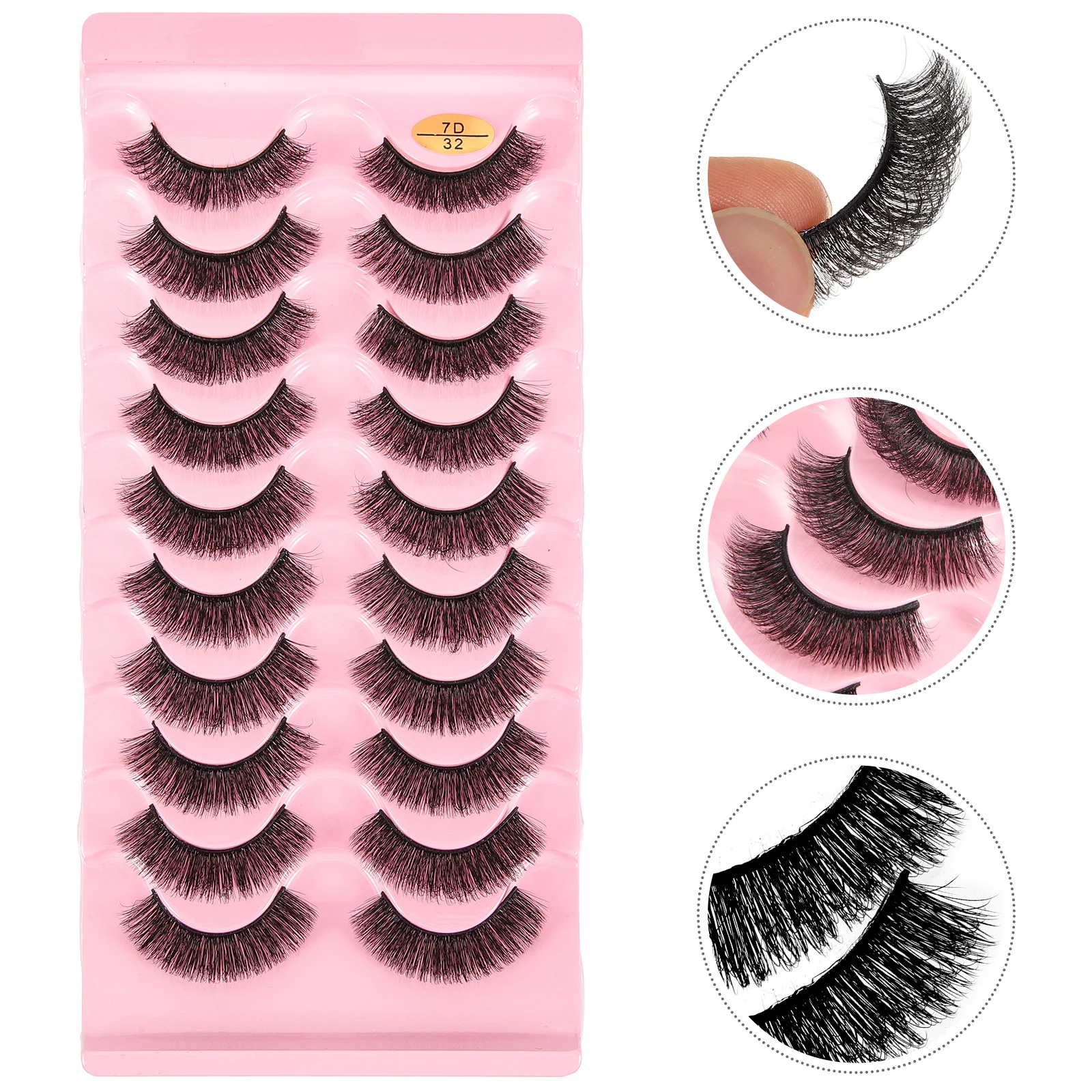 

10Pairs 7D Curved Fake Eyelashes Easy Apply Classic Shape for Dating Night Vacation Ball Women Natural Looking Lash Extensions