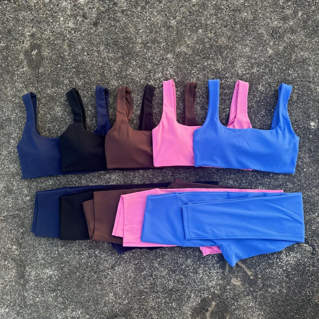 

Solid Color Soft Women Gym Yoga Set Sexy Back Hollow Out Gym Bra+High Waist Sport Yoga Leggings 2pc Tight Sportwear Workout Wear