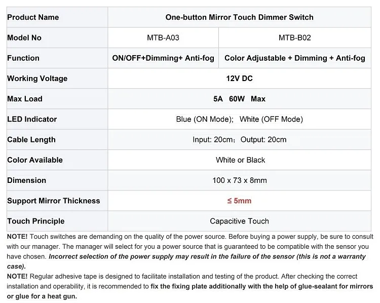Badezimmerspiegel mit Touch-Dimmung, doppelter Touch-Bedienung zur Entnebelung, kapazitivem Touch-Sensor-Schalter – Detail 2