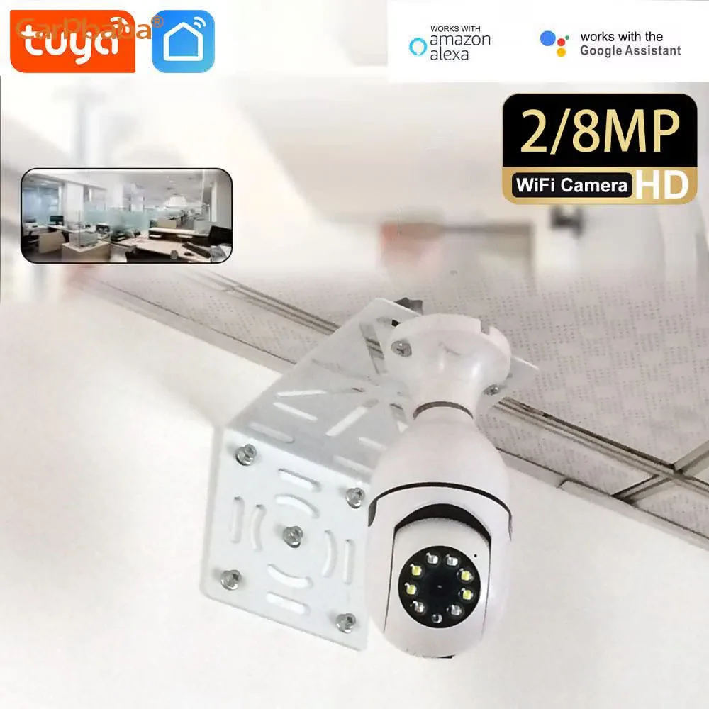 Tuya 2/8MP WiFi Home Light Bulb Camera E27 Light Bulb Camera 360 degree Panoramic IP Camera Ai Motion Detection Security