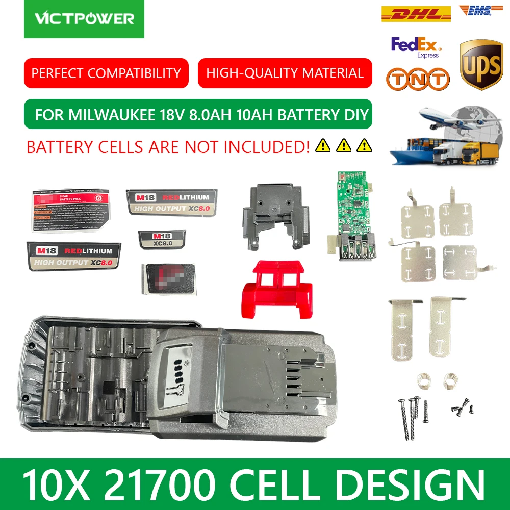High Quality Battery Case and BMS Protection Board Housing Kit for MWK MIL M18 8AH 10AH 21700 Plastic Casing Kit