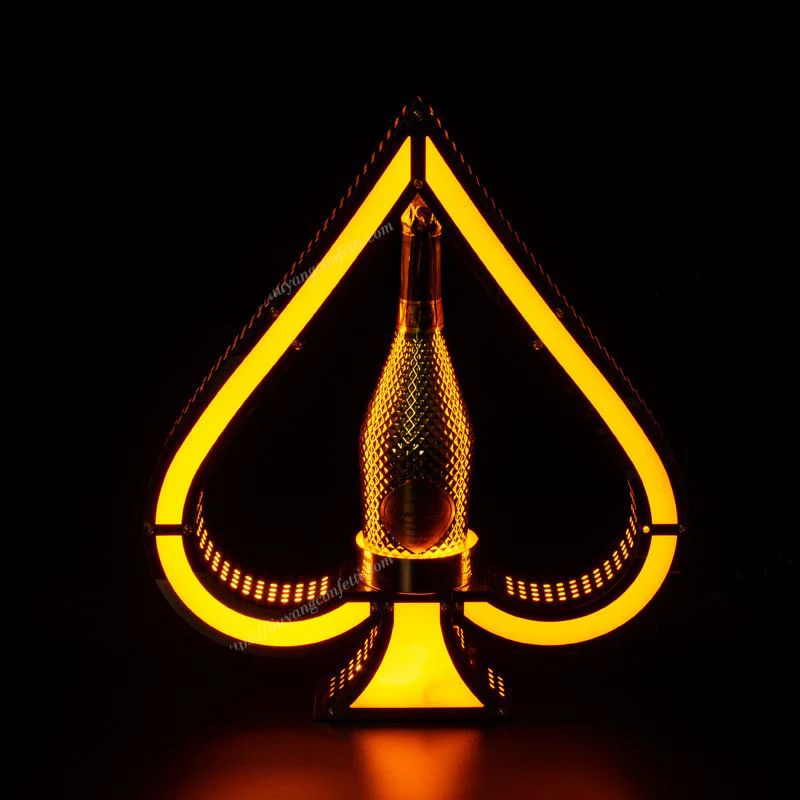 

LED Light Ace of Spades Metal Frame Champagne Bottle Presenter Armand de Brignac Glorifier Neon Sign Bottle Wine Rack Decoration