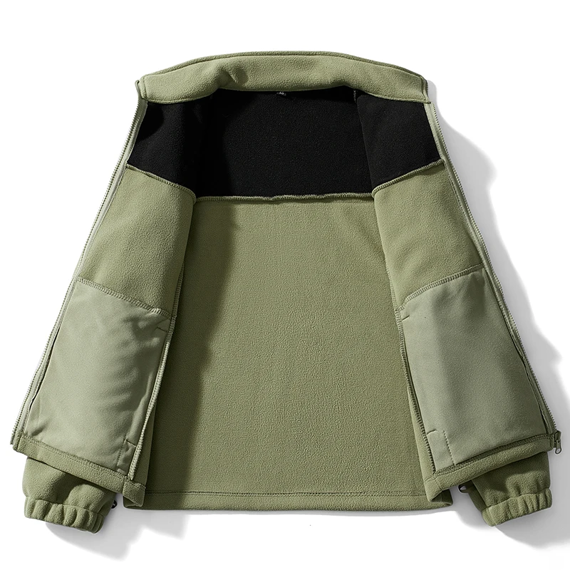 Chaqueta de forro Polar de terciopelo grueso para hombre y mujer, abrigo de cuello alto cálido, informal, deportes al aire libre, chaqueta de esquí, Invierno