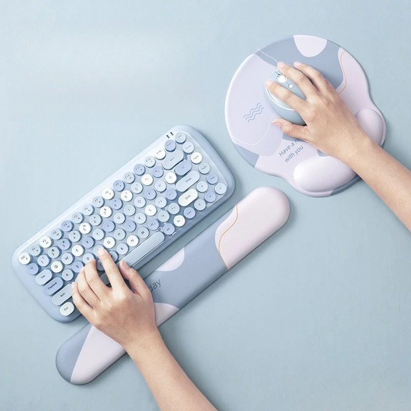 

Oil Painting Mouse Pad with Silicone Wrist Rest Anti-Slip Memory Foam Ergonomic Design Mouse Pads Keyboard Support Hand Rest