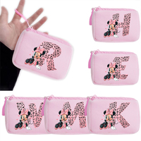 Minnie Mouse Letter Coin Purse Mini Coin Key Bag Money Pocket Plush Wallet Kid Cartoon Moneybag Kawaii Birthday Gift Storage Bag