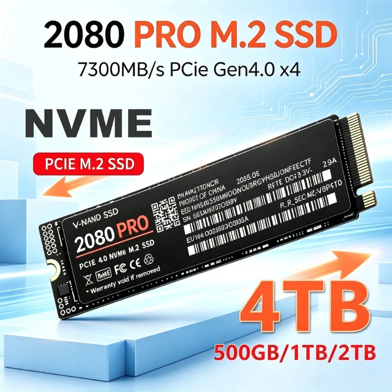 7300MB/s M.2 NVMe SSD 2080 PRO PCIe Gen4.0 X4 TLC 3D NAND 1TB 2TB 4TB 2280 Internal Gaming Solid State Drive for PS5 PC Laptop