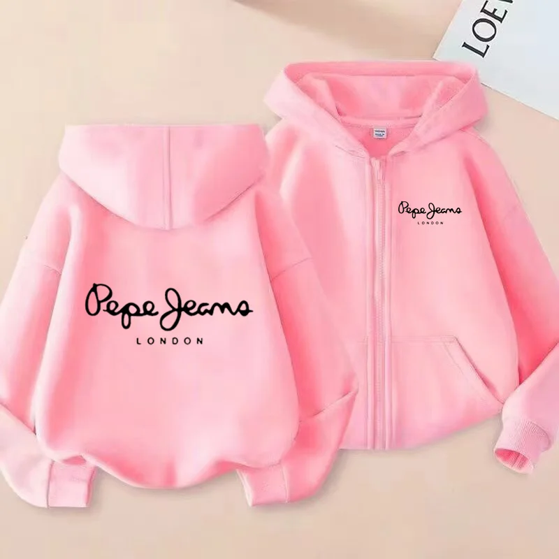 Children Leisure Fashion Jogging Hoodie Loose Trend Clothing Letters Sweatshirt Zipper Style Girls Boy Charming Top 3-12Yrs Gift