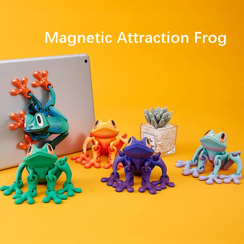 

Magnetic 3D Printed Multi-jointed Cute Frog Figure Home Decor Kawaii Novelty Accessories For Woman Man Gift Kids Refrigerator