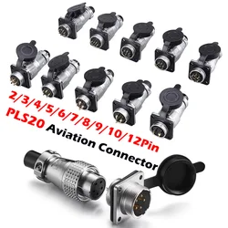 PLS20 Aviation Connector 2/3/4/5/6/7/8/9/10/12 Pin Air Carrier Male Female Plug Connector WS20 TP20 Opening Diameter 20mm