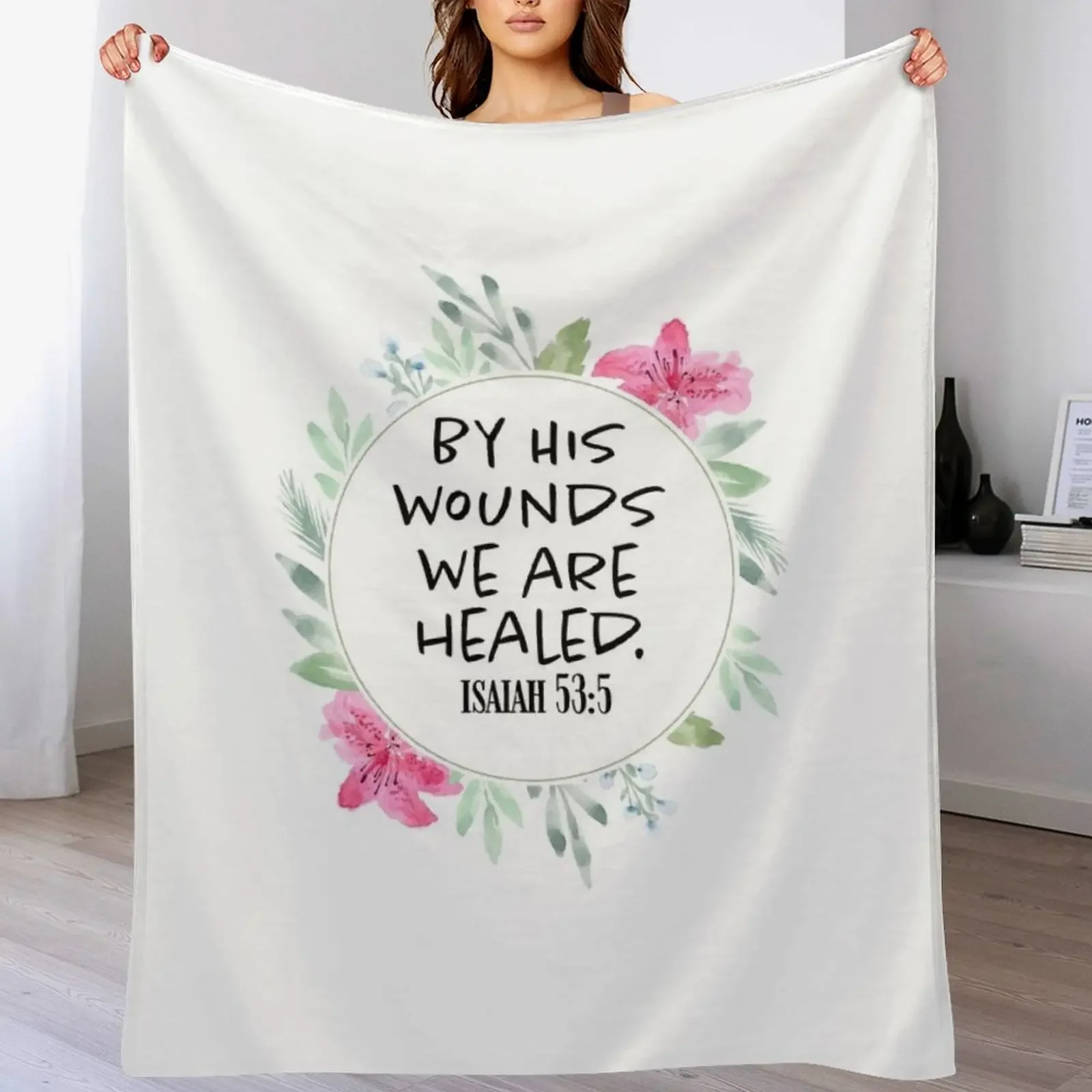 Por sus heridas seamos curados - Manta decorativa con arte bíblico, manta cómoda de color duradero