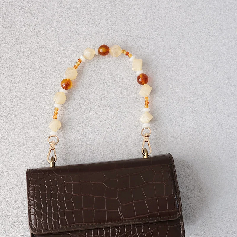 New Woman Bag Strap Accessory Candy Amber Acrylic Beads Chains Parts Luxury Handcrafted Wristband Women Cute Bag Handle Chain