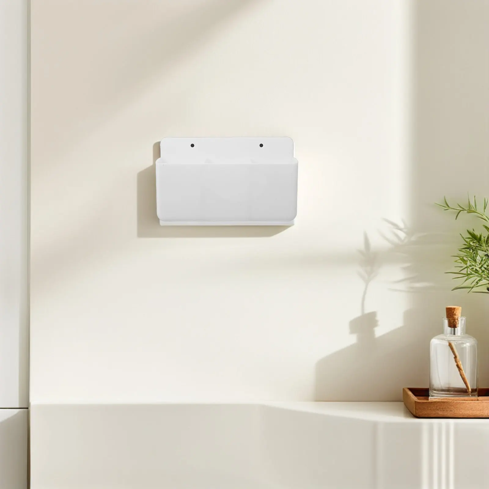 3-Grid Wall Mounted Remote Holder Adhesive Storage Box Remote Control Organizer for Air Conditioner Controllers White