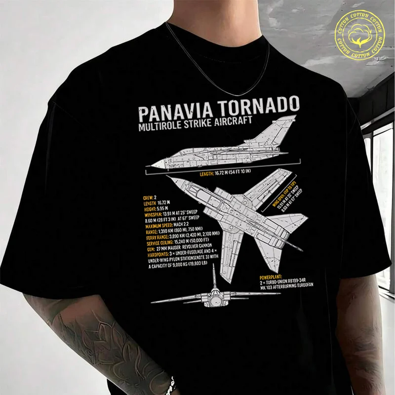 

Tornado Aircraft RAF Jet Fighter Airplane Blueprint Warplane Moto T-Shirt Vintage Clothes Plain Mens Funny T Shirts Casual Tees