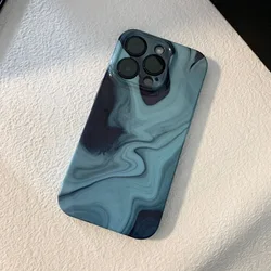 Stylish INS Sleek Blue Marble Pattern PC Chic Case for iPhone 15 14 13 Pro Max Back Phone Cover for 12 Mini 11 Pro Max X XS Capa