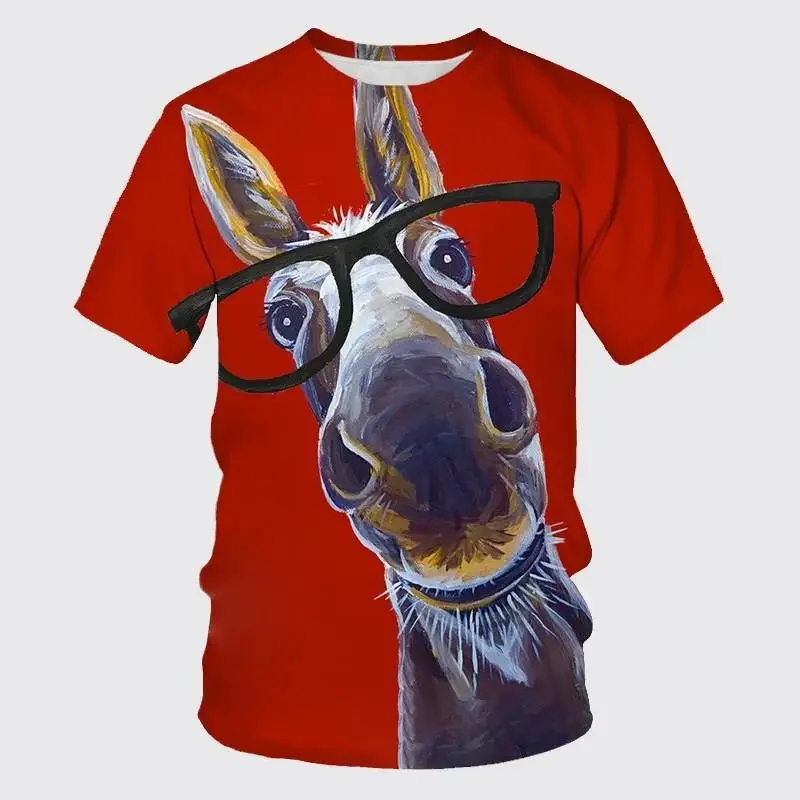 

Hip-hop Funny Summer Men's T-shirt Cute Little Donkey 3D Printing Fashion Alternative Short-sleeved All-match Quick-drying Shirt