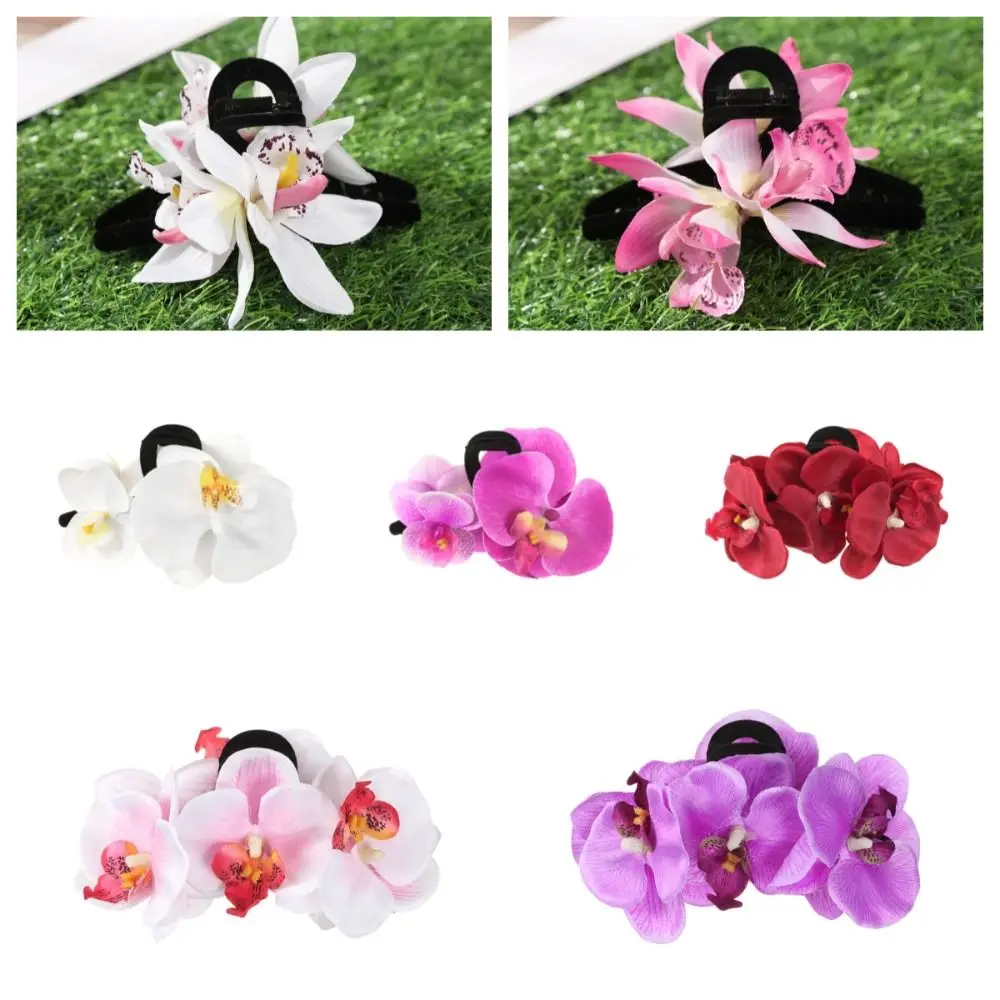 Borboleta orquídea flor garra de cabelo flores simuladas ornamento de cabelo bohemia cabelo caranguejo clipe acessórios para o cabelo