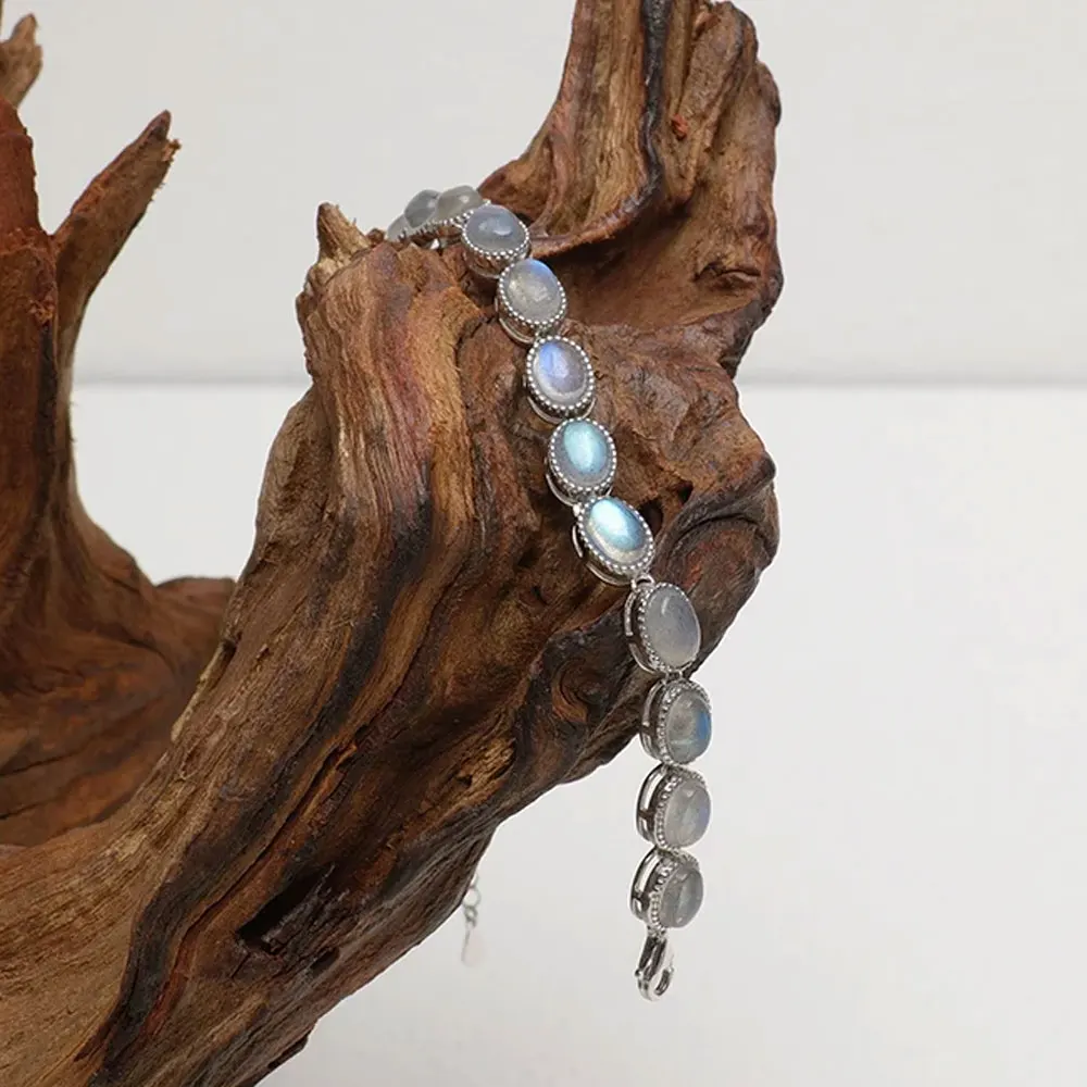 17 natural amethyst/moonstone/garnet 925 sterling silver women's bracelet with adjustable chain design jewelry birthday gift