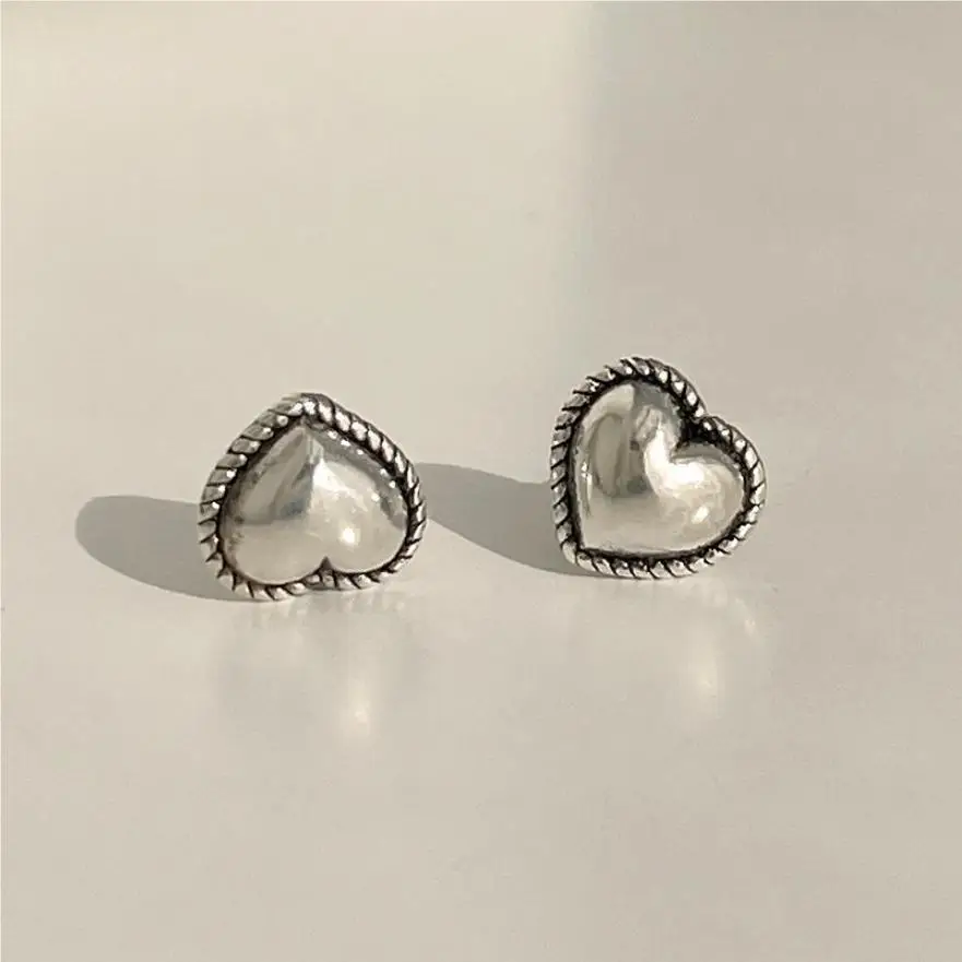 925 Sterling Silver Heart Small Stud Earrings For Women Wedding Luxury Jewelry Accessories Wholesale 2024 Trend Jewellery