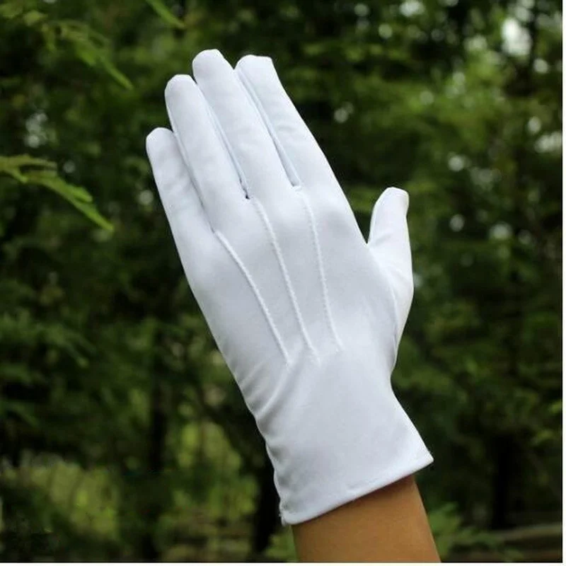 1pair Three-strength White Labor Insurance Thin Etiquette Reception Wenwan Circling Parade  Security Performance Gloves