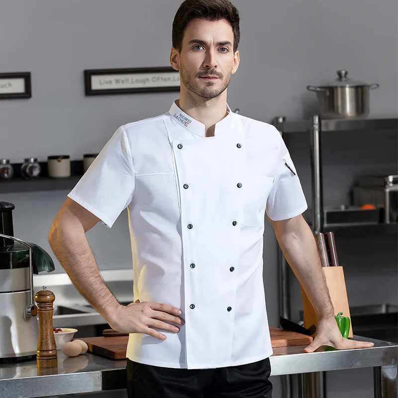 Veste de cuisinier de cuisine de salle à manger, manteau de Chamonix, uniforme de chef de pizza, vêtements de travail de restaurant d'été, hôtel attribuable WaClaEverthe