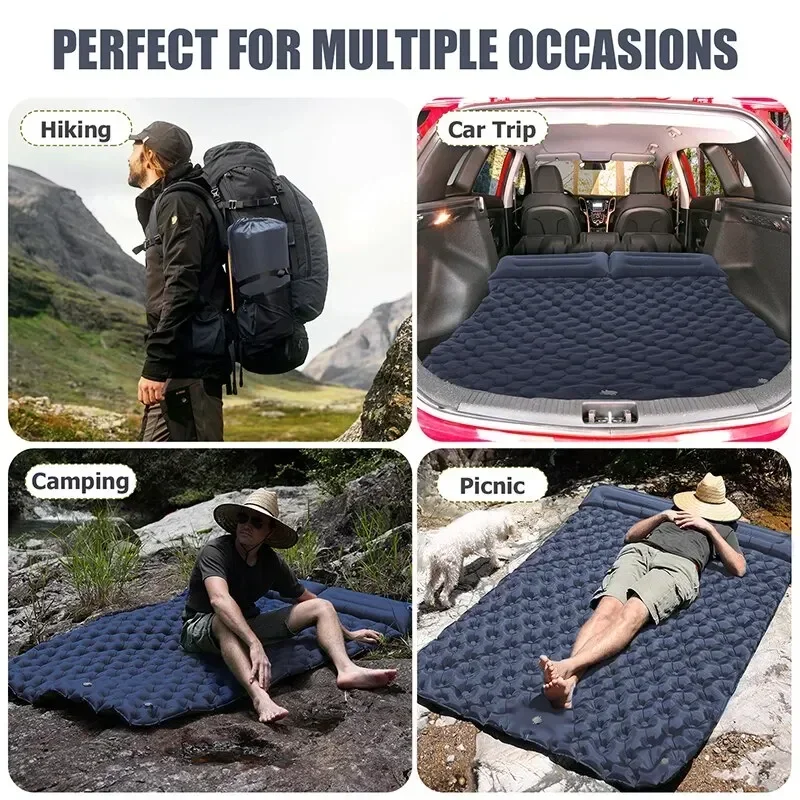 Imagem -06 - Almofada de Dormir Dupla para Acampar Mat Auto-inflável Colchão para Dormir com Travesseiro Caminhadas ao ar Livre Pessoas Travel Bed Air Mat