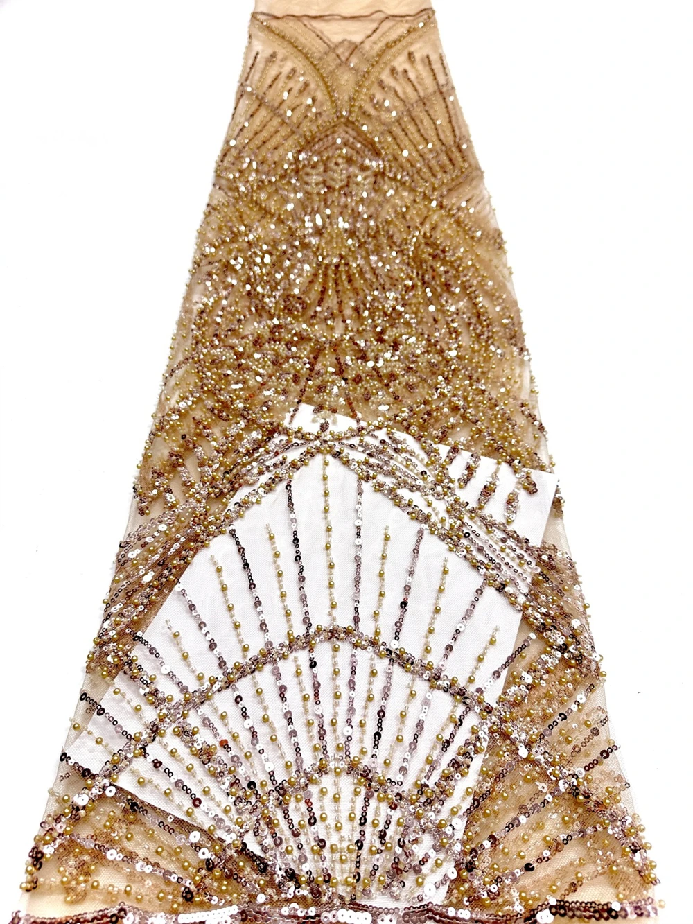 

Elegant French Mesh Beads Embroidery Sequins Lace Fabric African Nigerian Beaded Tulle Lace Fabrics For Wedding Dress Women 2026