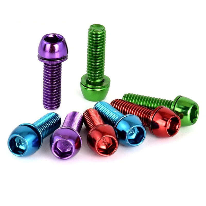 6pcs Bicycle Handlebar Screws Titanium-plated Colorful Stainless Steel M5*20MM MTB Bike Handle Bar Stem Riser Screw In Bolts