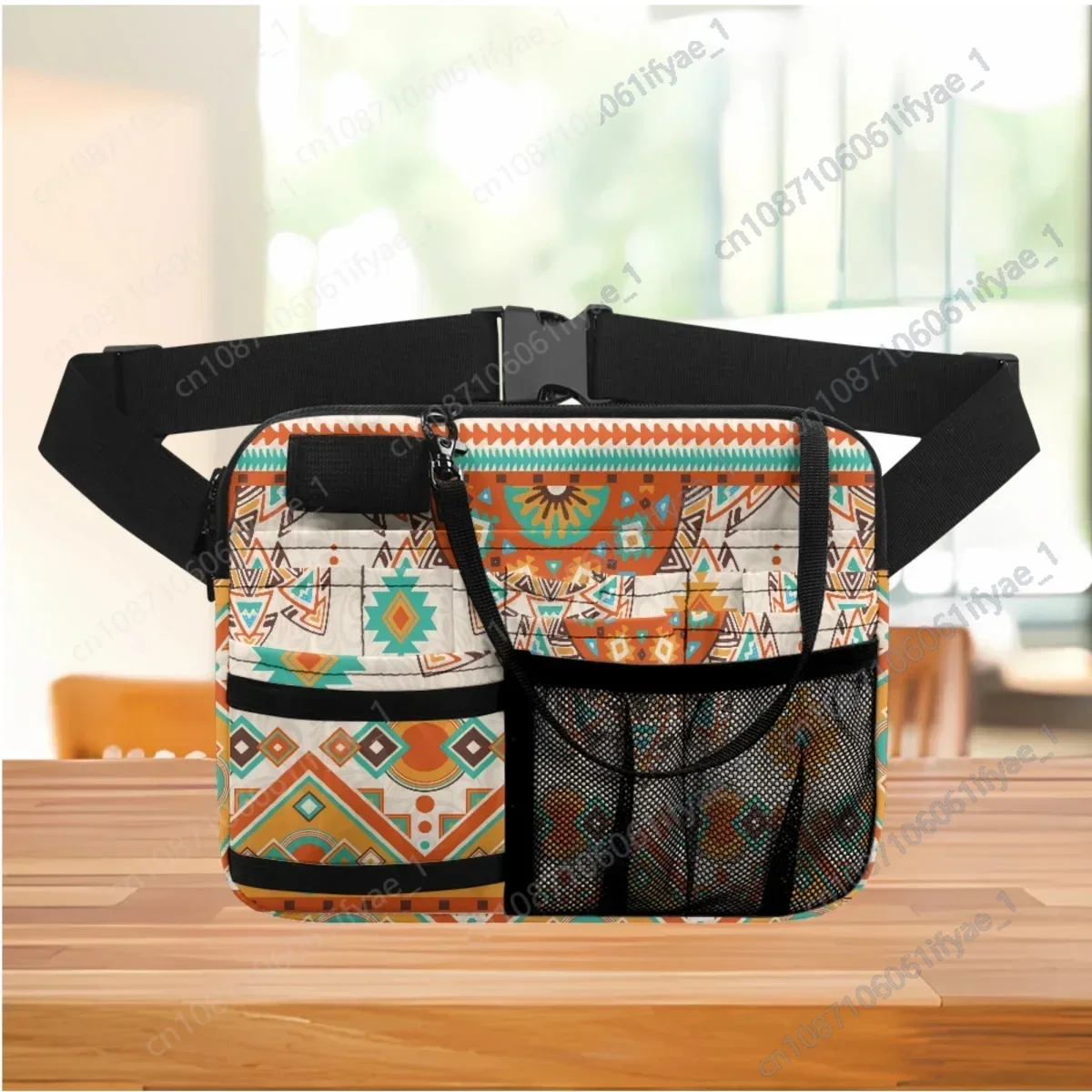 Luxury Tribal Ethnic Design Fashion Waist Bag Hospital Work Portable Adjustable Belt Bag Multi Pocket Medical Tool Storage Pouch