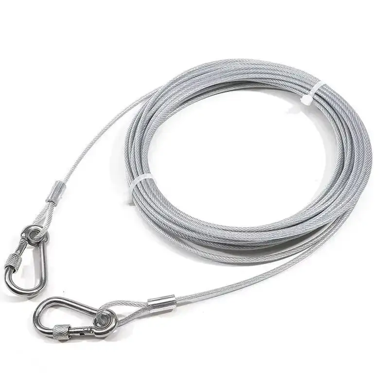 2 Stück Doppelkopf-Hundeleine mit Metallschnalle, Stahlseil, Rostschutz, Trainingshalsband, Outdoor-Hundeleine – Detail 1