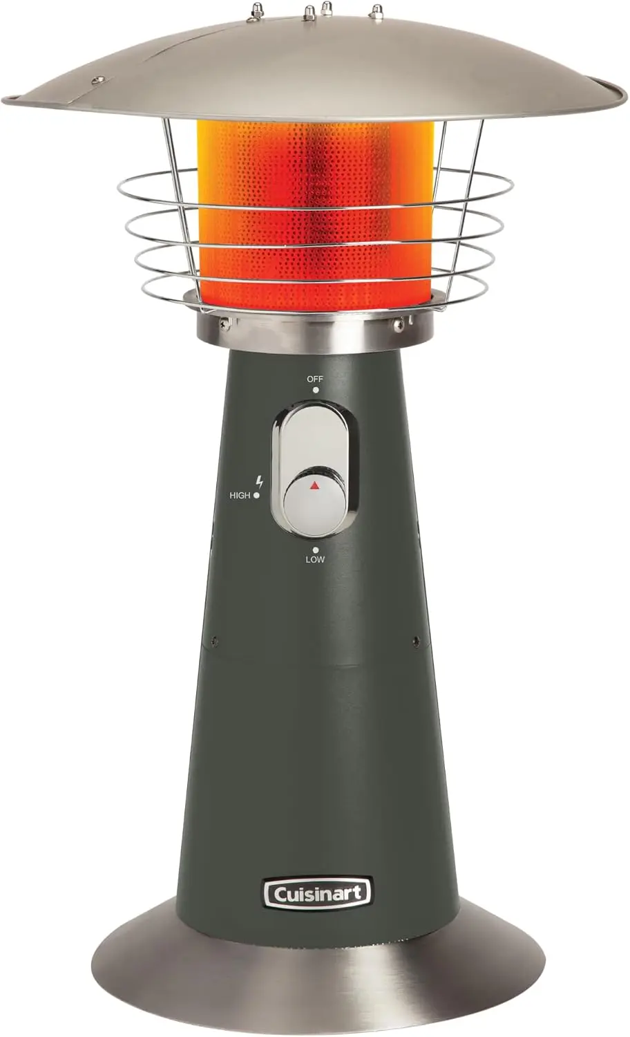 Patio Heater, Tabletop, Anti-Tilt Safety Switch, 11,000 BTU, Gray | Outdoor heater with adjustable heat and burner screen guard,