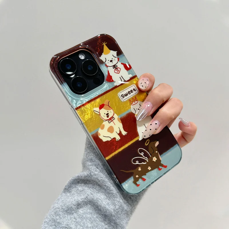 Whirlpool Pattern Melard Cat Dog phone case for iPhone 11 12 13 14 15 16 pro max