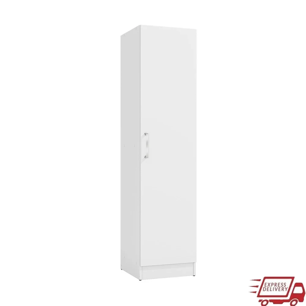 

1 Door Pantry Freestanding Storage Cabinet 4 Adjustable Shelves Compact Organizer Kitchen Bathroom Garage Durable MDF