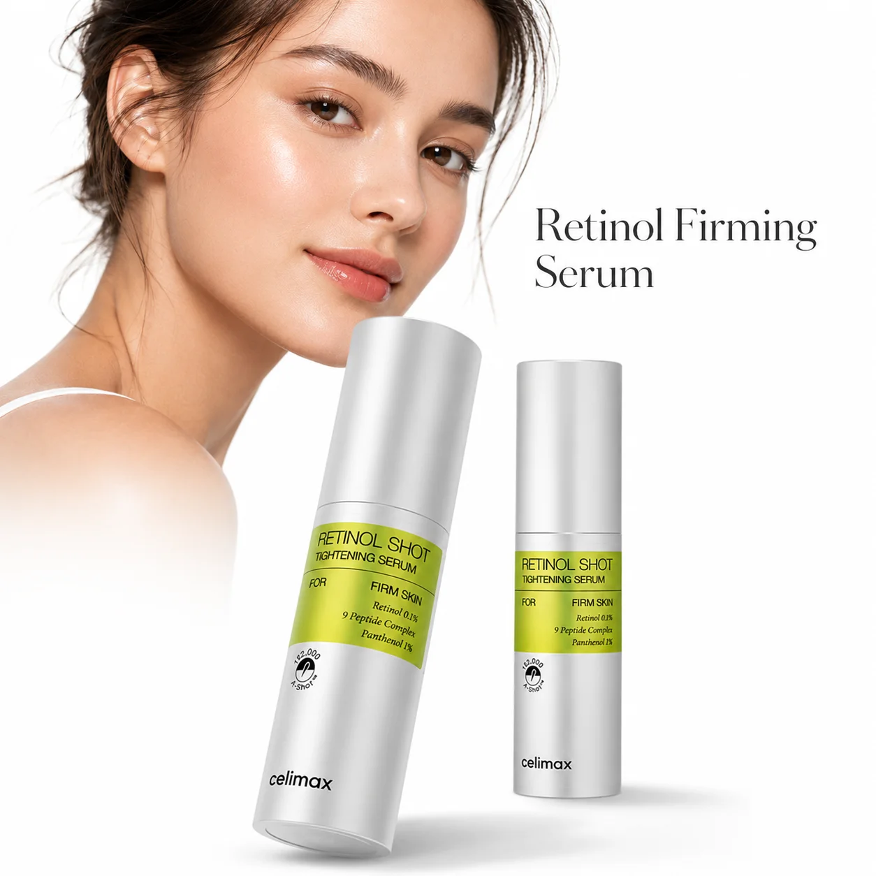 Retinol Peptide Facial Serum Firming Tightening Skin Care with Panthenol Moisture Barrier Support for Enlarged Pores Rough Skin