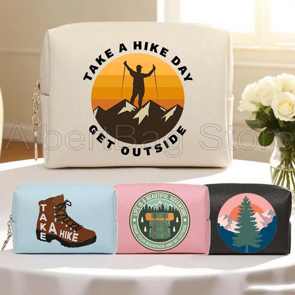 

Go Outside Hike Gifts Hiking Canyon National Park PU Travel Cosmetic Bag Women Makeup Waterproof Toiletry Organizer Storage Bags