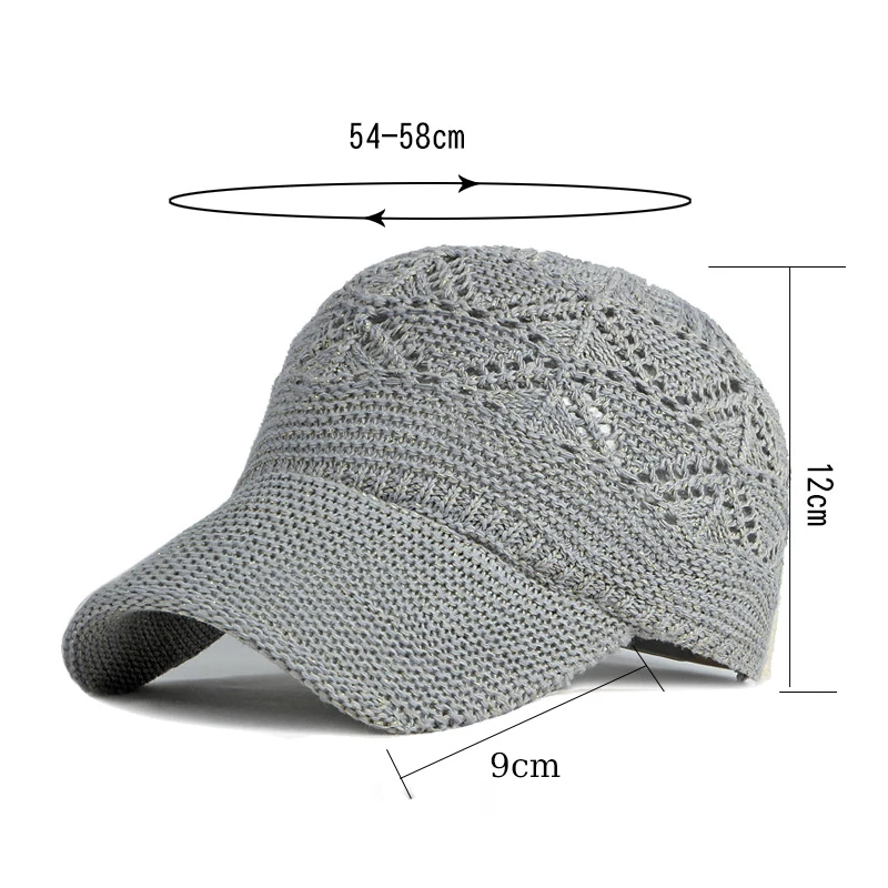 Summer Women Hollow Baseball Cap Breathable Knitting Caps Holiday Mesh Hats Adjustable Cap Sun Hat Gorras