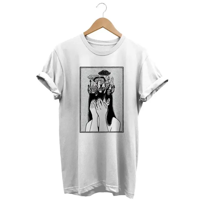 

Mushroom Awakening T-shirt, Soft Grunge Shirt, Grunge Fairycore Clothing, Cottagecore Fashion, Mycologist Gift, Edgy Girl Tee