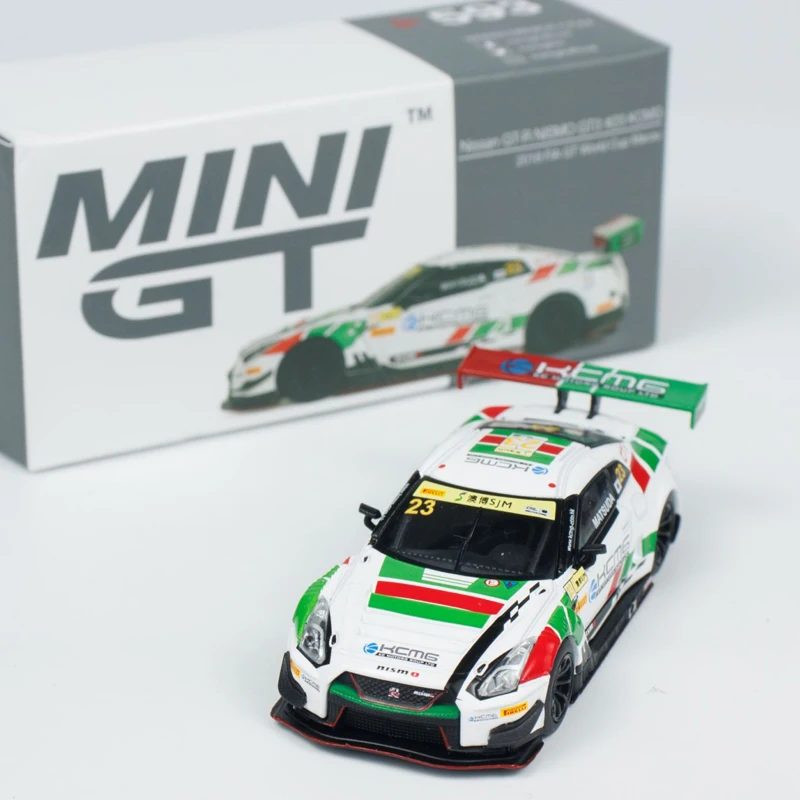 MINIGT 1:64 GT-R Macao Race car Nissan Nissan GTR NISMO GT3 alloy press shaft miniature simulation model, adult decoration,