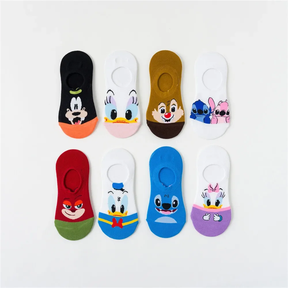 Disney Cartoon Short Socks Slipper Stitch Boat Socks Printed Happy Invisible Summer Mickey Mouse Women Cotton Socks