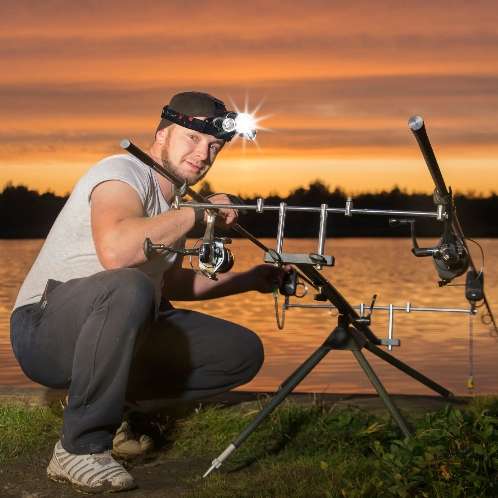 

Led Headlamp 6000 Lumens Waterproof Lightweight Portable For Outdoor Sports Camping Hiking Night Running Flashlight