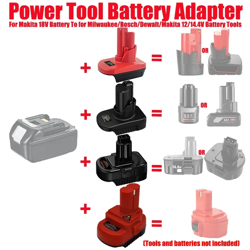 

HAKSINKY Battery Adapter for Makita 18V Battery Convert To Work for Milwaukee/Bosch/Dewalt/Makita 12/14.4V Battery Power Tools
