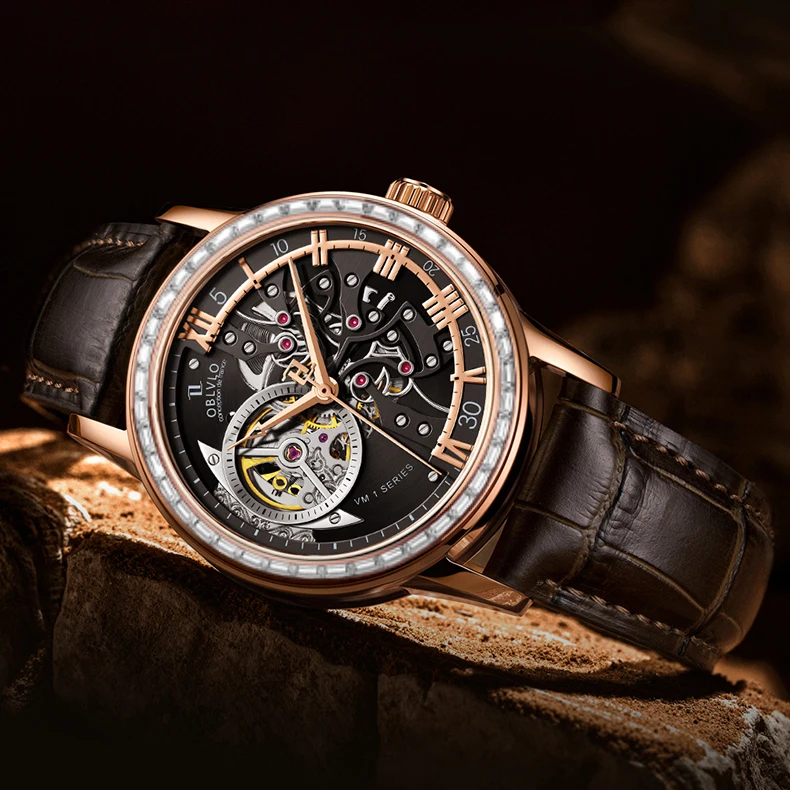 Reef Tiger Heren Automatisch Horloge 42mm Mechanisch Horloge Lichtgevende Skeleton Dial Saffier Spiegel