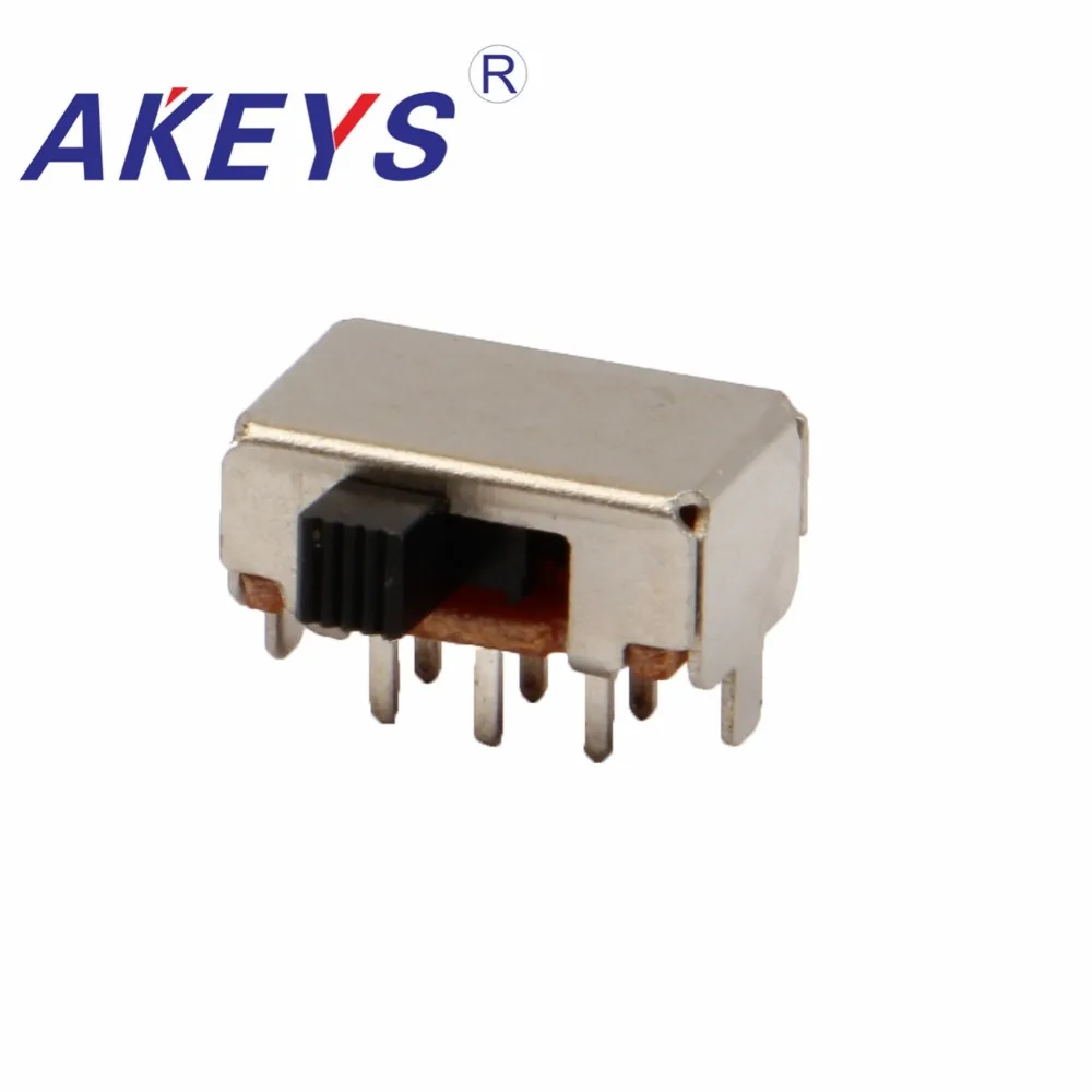 10PCS SK-22F18 2P2T Double pole double throw slide switch side insert 6 pin big current with 2 fixed pin SK-22F14