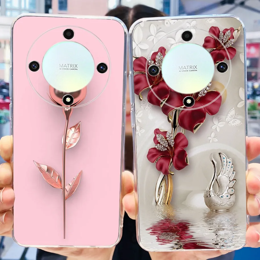 For Honor X9b 5G Case 2023 Fashion Flower Clear Silicone Soft Back Cover For Honor X9a RMO-NX1 Funda HonorX9 X 9 X 9B X 9A Coque