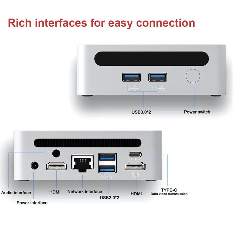 AITTACT New Mini PC AMD Ryzen5 4500U Ryzen7 4700U CPU 2.0GHz Up to 4.1GHz Windows 10/11 DDR4 Suporte 64GB RAM WiFi6 NUC